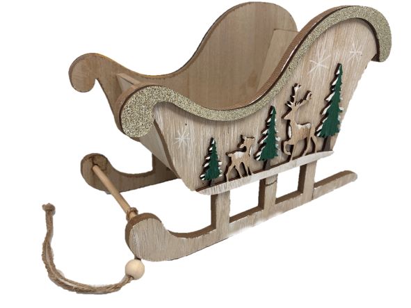 Deko Schlitten aus Holz 
L:10cm B:23.5cm H: 14.5cm