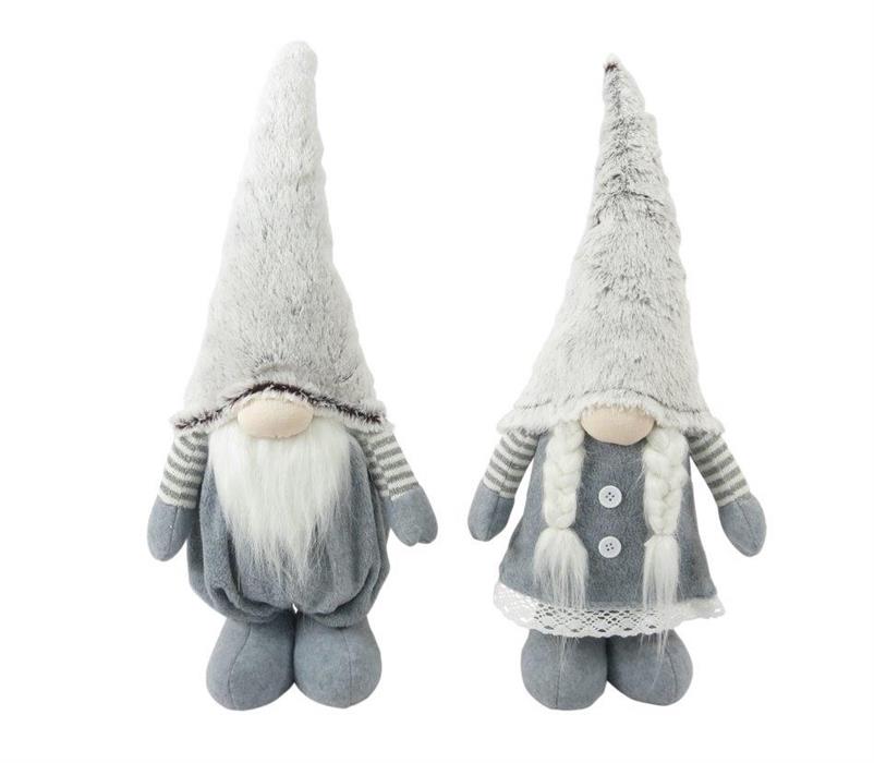 Gnome décoratif Père Noël
 Fille debout
 L:7cm x l:20cm x H:54cm
 Couleur: blanc/gris