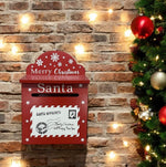 Deko Briefkasten Santa aus Holz bemalt in der Farbe rot H29cm