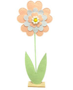 Dekoblume Filz orange Blüte auf Holzsockel