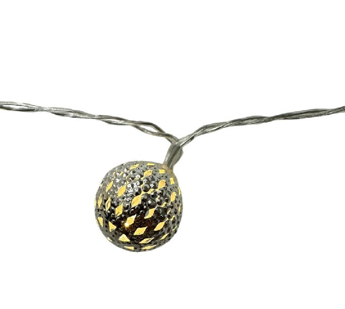LED Lichterkette Metall silber kugeln mit 10LED D2.5cm Kugeln Länge 135cm