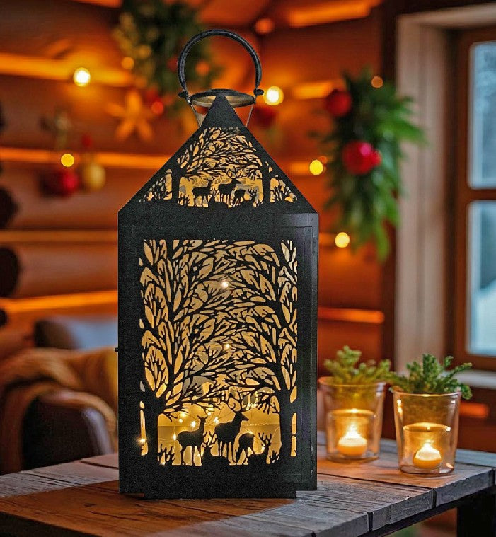 Laterne Forest 2er Set aus Metall Farbe schwarz gold