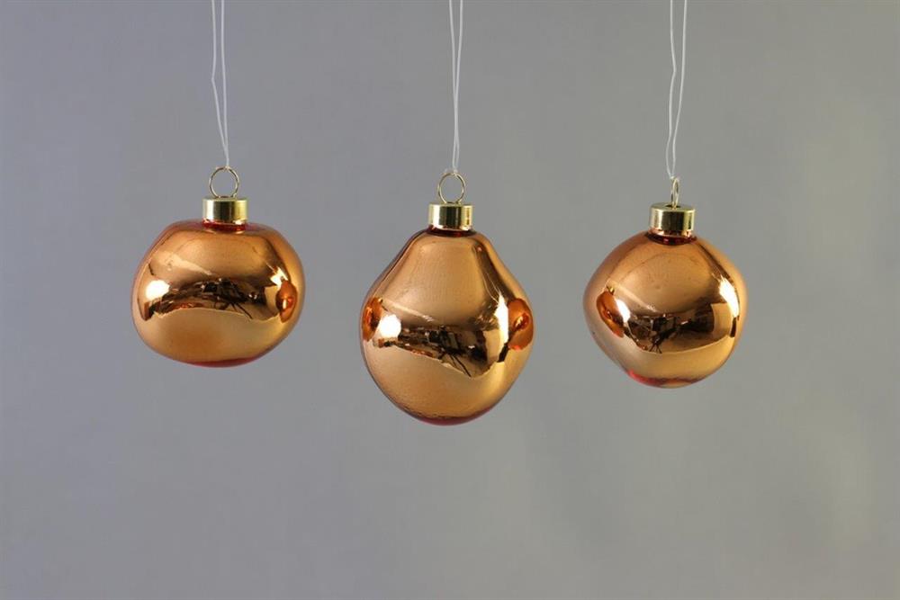 Weihnachtskugel Glas organic 6er Set apricote shiny D6-7cm