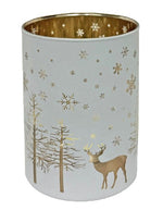 Windlicht aus Glas Farbe: Weiss / Gold D:10cm H:12.5cm