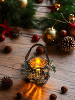 Windlicht Xmas aus Reisig 
mit Glaseinsatz 
D18cm x H21cm
mit Henkel