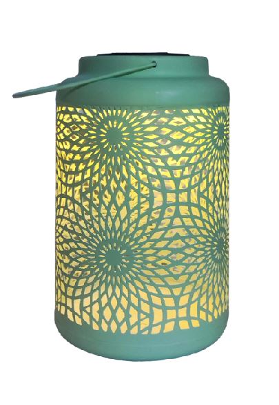 LED Solar Laterne in Grün aus Metall L15.5cm x B15.5cm x H25.5cm