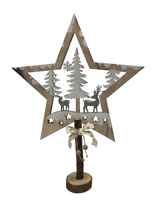 Stern auf Sockel Nature 
aus Holz
White wash H: 40cm
Stern D: 29cm