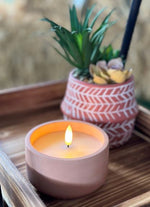 LED Kerze im Zement Topf Farbe: rosa