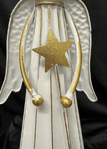 Deko Engel aus Metall mit Stern altweiss gold H55.5cm