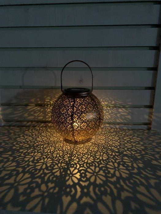 LED Solar Laterne Metall rund mit 1 LED Farbe: Bronze D:19.5cm H:18cm