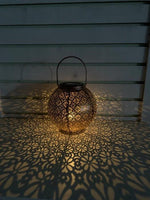 LED Solar Laterne Metall rund mit 1 LED Farbe: Bronze D:19.5cm H:18cm