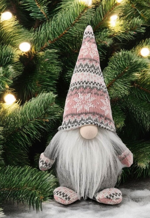 Deko Wichtel Santa Farbe: Rosa/Grau L:15cm B:21cm H:45cm