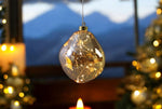 LED Glas Kugel organisch amber, transparent mit 10 LED D12cm
