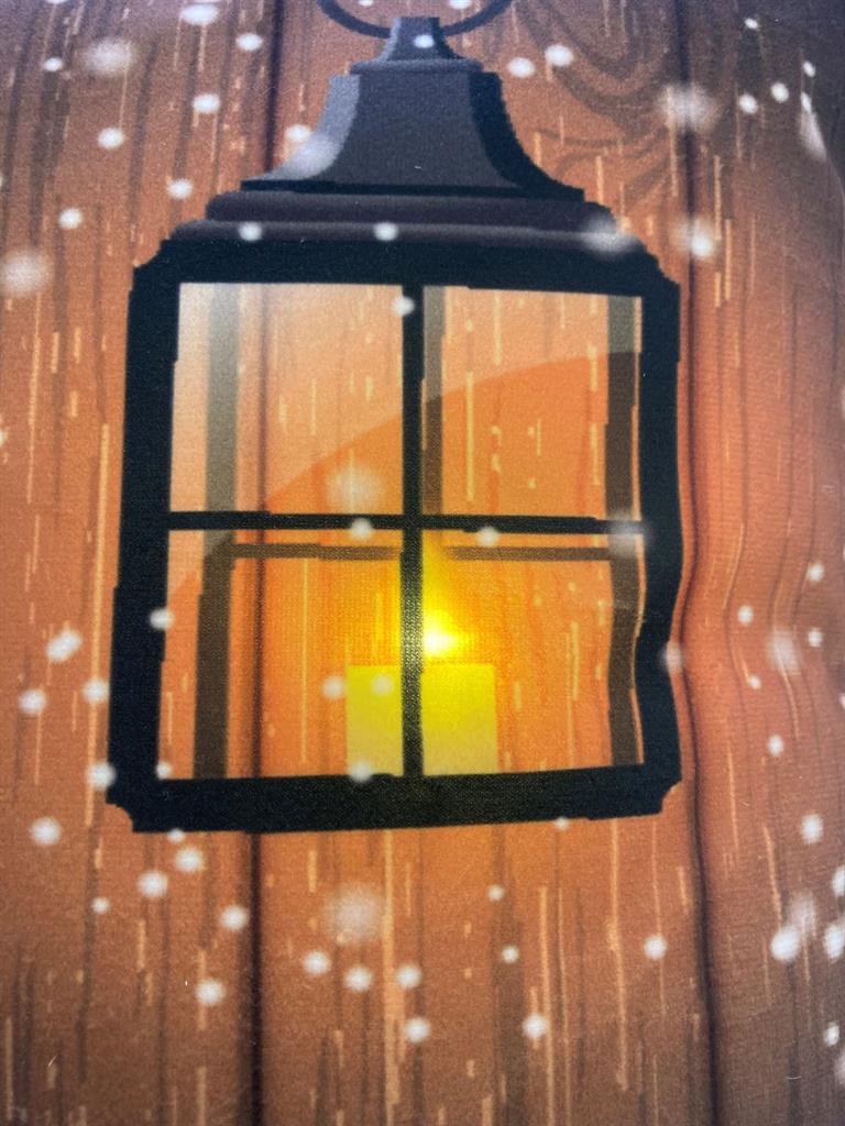 LED Kissen mit Reisverschluss 
und 1 LED 
Motiv: Wichtel und Laterne 
Grösse: 40cmx40cm