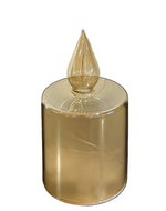 LED Glas Deko als Kerze transparent gold mit 10 LED Sternenmotive 3D