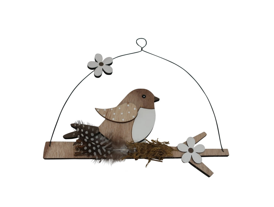 Hänger Vogel aus Zweig aus Holz
Farbe: Braun/Weiss
L:18cm B:8.5cm H:16cm