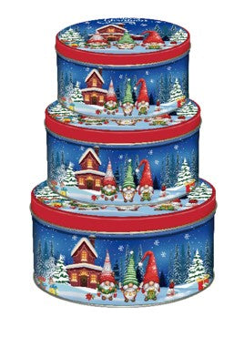 Guetzlidosen 3er Set rund mit XMAS Motiv Wichtel Weissblech