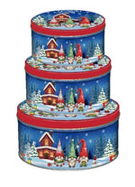 Guetzlidosen 3er Set rund mit XMAS Motiv Wichtel Weissblech