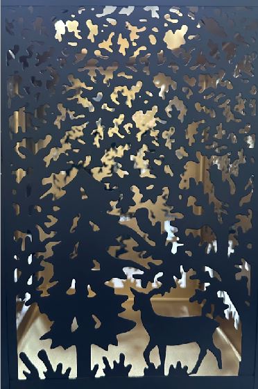 Laterne Forest aus Metall eckig schwarz gold