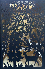 Laterne Forest aus Metall eckig schwarz gold