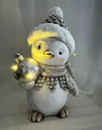 LED Deko Pinguin stehend weiss mit 3 LED H43.5cm