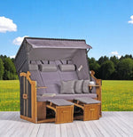 Strandkorb "Ostsee" XXL Uni-Grau Massivholzgestell / wetterfestes Kunstrattan (schwarz)