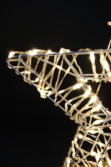 LED Stern Outdoor Metall mit 200 LED Farbe: Silber D: 50cm - T:5cm