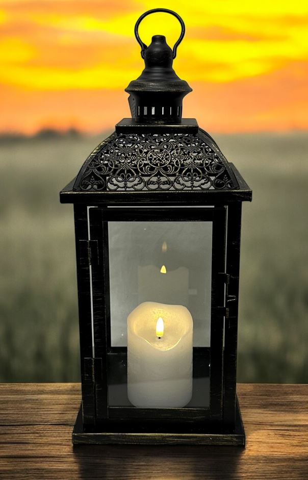 Laterne aus Metall anthrazit H41cm