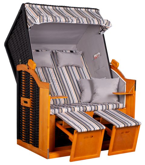 Strandkorb "Ostsee" gestreift oliv/grau