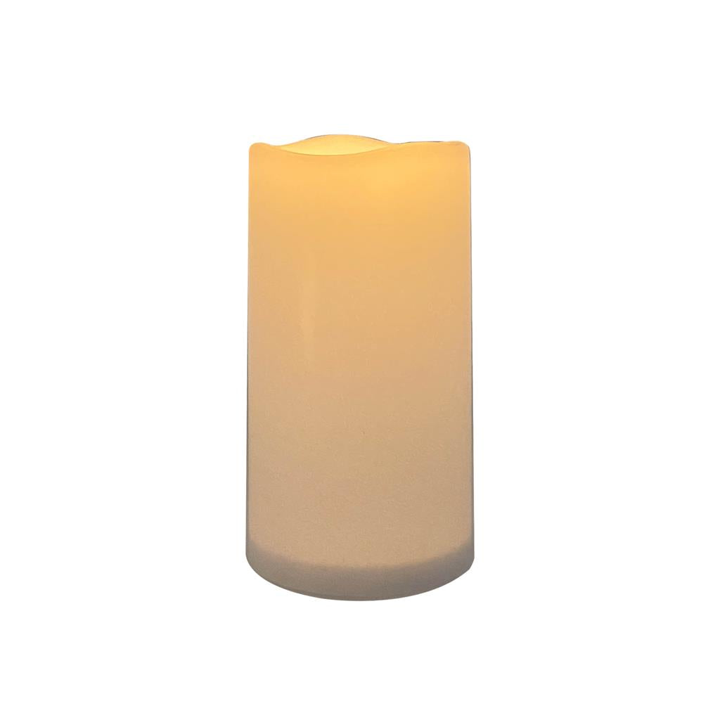 LED Solar Kerze Kunststoff 
Outdoor wasserdicht IP44 
D:10cm - H:19.5cm 
Farbe weiss