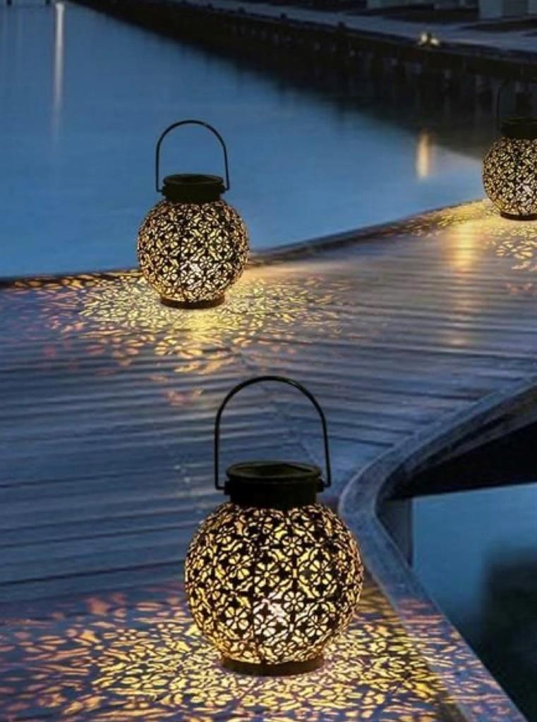 LED Solar Laterne Metall rund mit 1 LED Farbe: Bronze D:19.5cm H:18cm