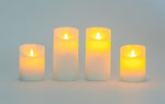 Bougie en cire LED lot de 4 flamme mobile rustique blanche
 P:7cm / 2x H:10cm + 2x H:15cm