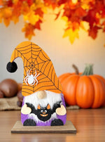 Wichtel Halloween Herbst Filz mit Fledermaus Ständer aus Holz H:18.5cm