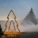 LED Tannenbaum aus Metall umringt mit Seil Schnur in der Mitte kleiner Stern schwarz