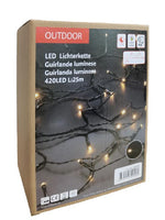 LED Outdoor Lichterkette 420 LED Warm weisses Licht L: 25m - Kabelfarbe: Grün