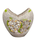 Pflanzentopf Herzförmig 
Polyresin mit Stein-Design 
Farbe: Grau 
37.5x23.5x33.5cm