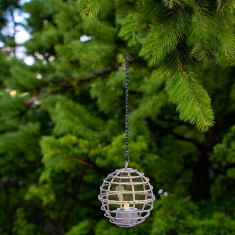 LED Solar Hängeleuchte in Braun mit Teelicht Metall D10cm