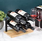 Weinregal für 4 Flaschen aus Metall und Holz in Braun