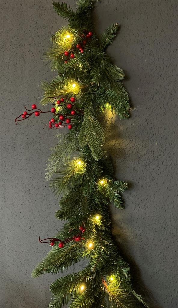LED Outdoor Tannengirlande
mit 35 LED,
dekoriert mit Beeren
D: 28cm L: 270cm