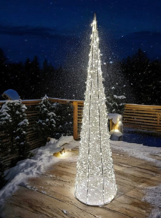 LED Kegel weiss Outdoor aus Metall mit 400 LED Micro Light Grösse 20x20x80cm