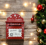 Deko Briefkasten Santa aus Holz bemalt in der Farbe rot H29cm