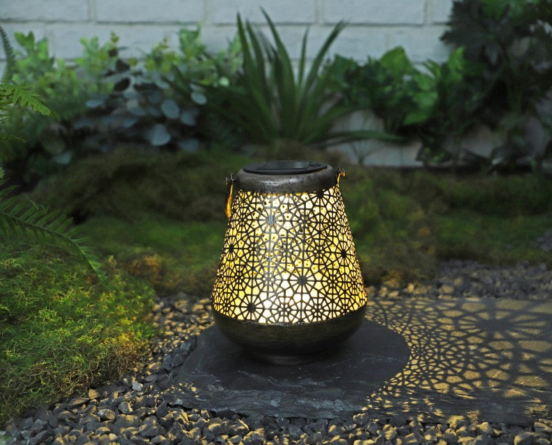 LED Solar Laterne Metall konisch mit 1warm weissen LED Farbe: Bronze