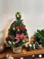 LED Weihnachtsbaum mit 10 LED Lichterkette Topf in Jute Farbe: Grün