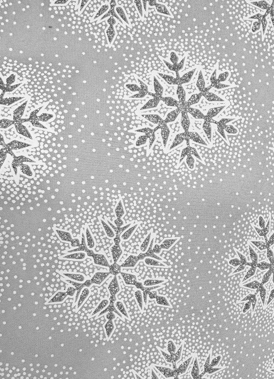 Dekostoff silber + silber Schneeflocken Design:Schneeflocken 36cm x 300cm - gerollt