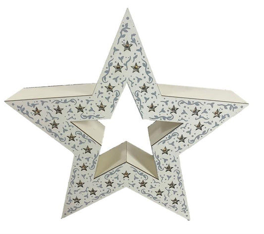 LED Stern aus Holz mit 30 LED 
weiss, mit Design Zeichnung 
Durchmesser: 37cm