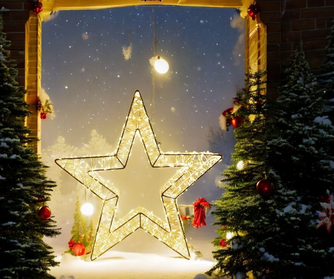 LED Stern Outdoor aus Metall 
mit 960 LED und 3D Optik 
L8cm x B38cm x H36.5cm