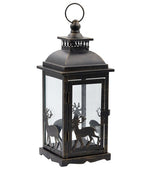 Laterne aus Metall schwarz mit Hirsch Design 14 x 14 x 35cm
