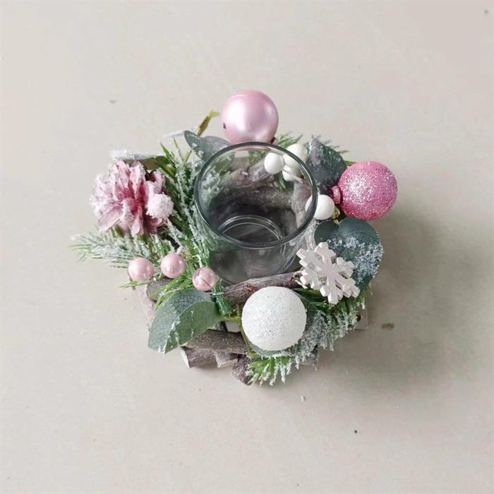 Kerzenhalter Xmas aus Holz
mit Dekorationselementen
für eine Kerze oder Teelicht