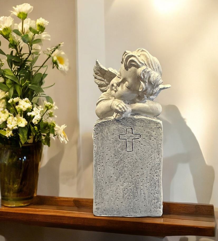 Engelfigur stehend an Grabstein H16cm