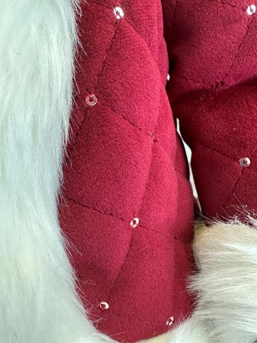 Deko Figur Bär stehend H65cm roter geschlossener Mantel auf Feder wippend montiert